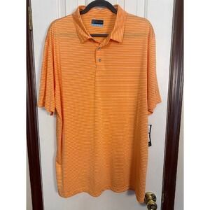 PGA TOUR Golf Polo Shirt‎ Striped Performance XL Extra Large Orange